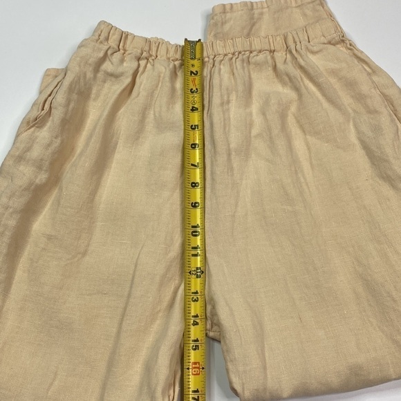 Flax Linen Stretch Waist Tan Pants Size Medium - Picture 9 of 12